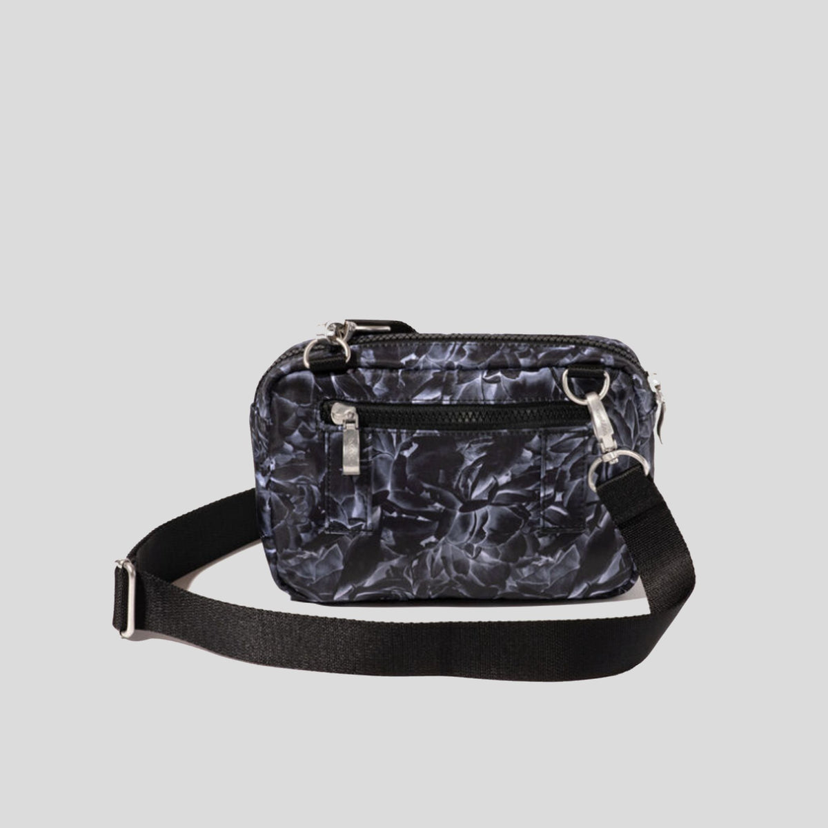 Modern Double Zip Crossbody | Black Divine Rose