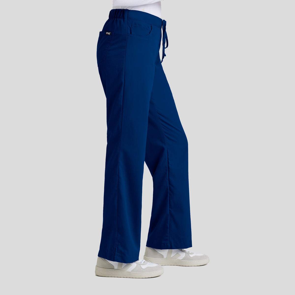 Riley 5-Pocket Mid-Rise Flared Leg Scrub Pant | Indigo