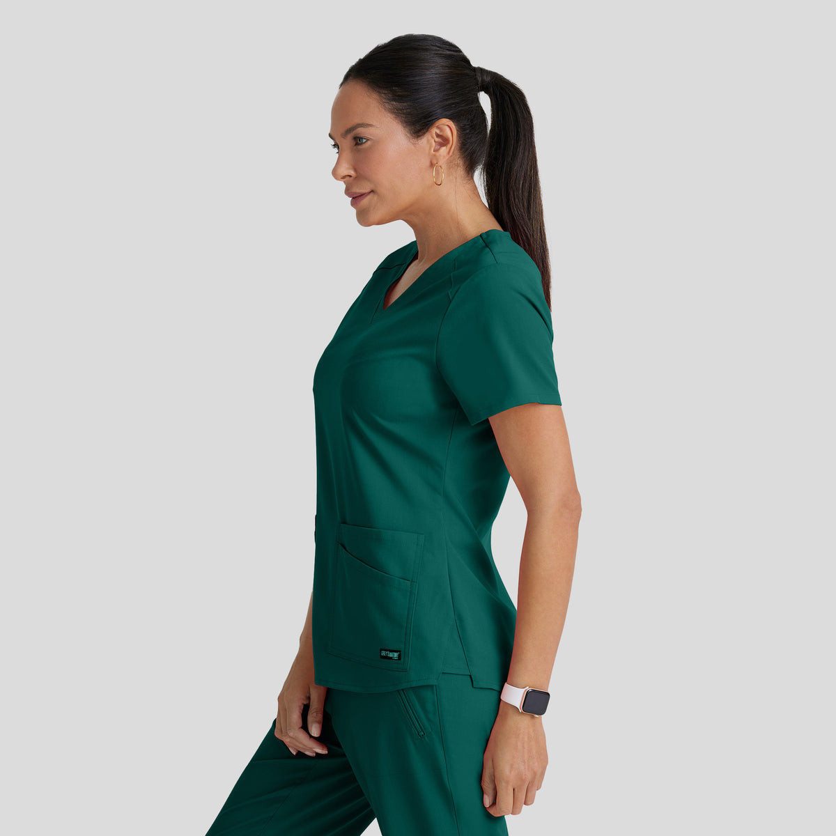 Emma 4-Pocket V-Neck Scrub Top | Hunter