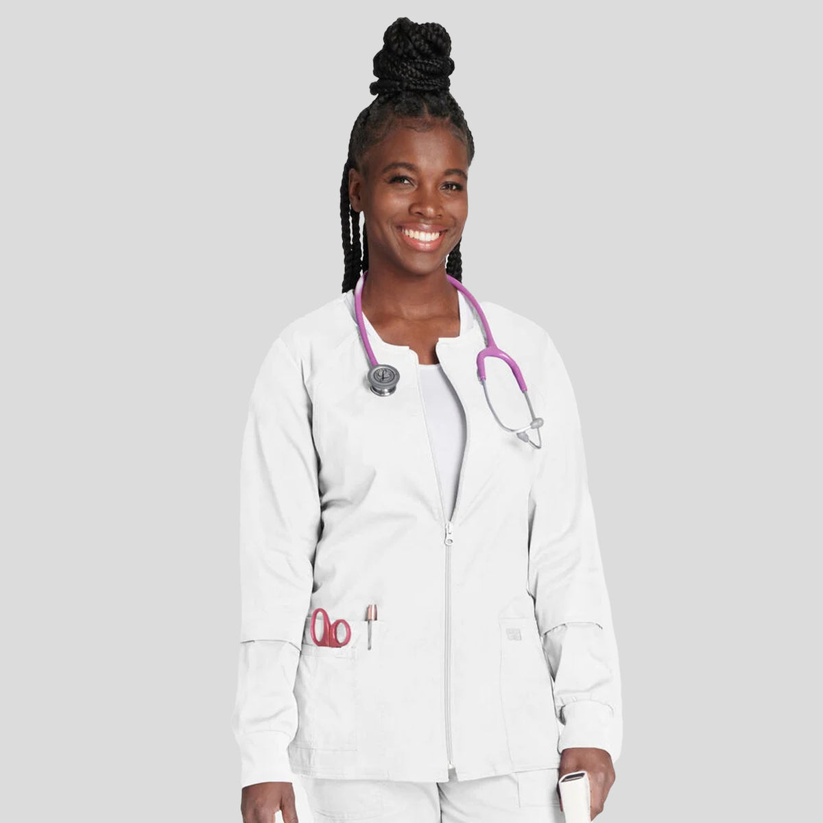 Women's Zip Front Warm Up | White