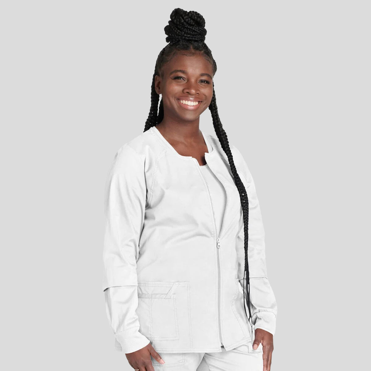 Women's Zip Front Warm Up | White