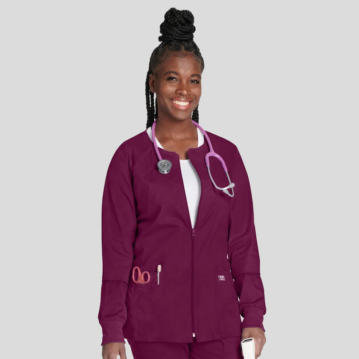 Women's Zip Front Warm Up | Wine