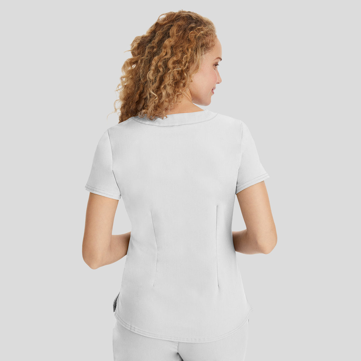 Jane Y-Neck Scrub Top | White