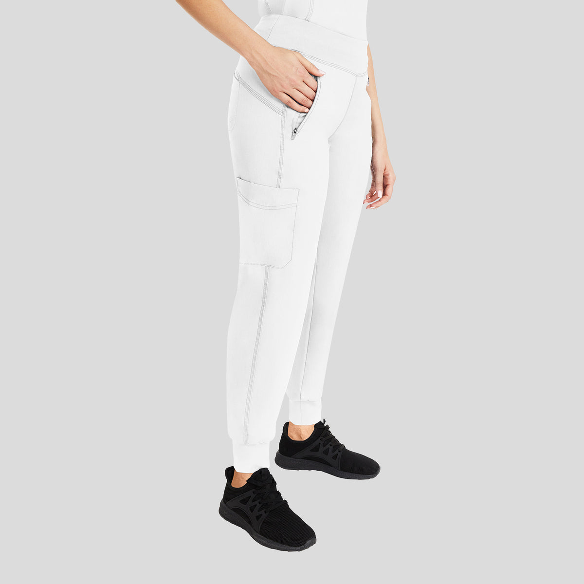 Tara Yoga Jogger Scrub Pant | White