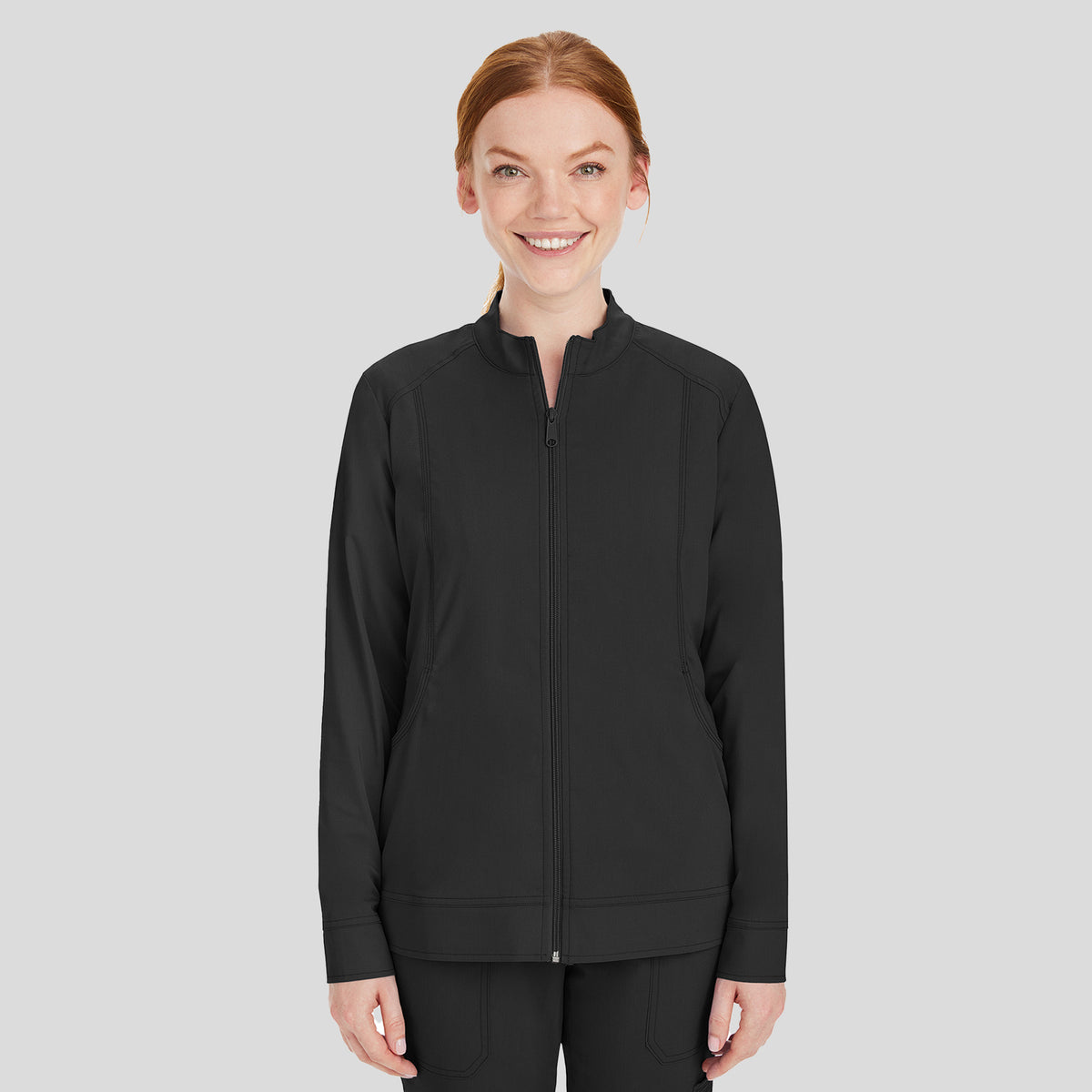 Dakota Zip Front Scrub Jacket | Black