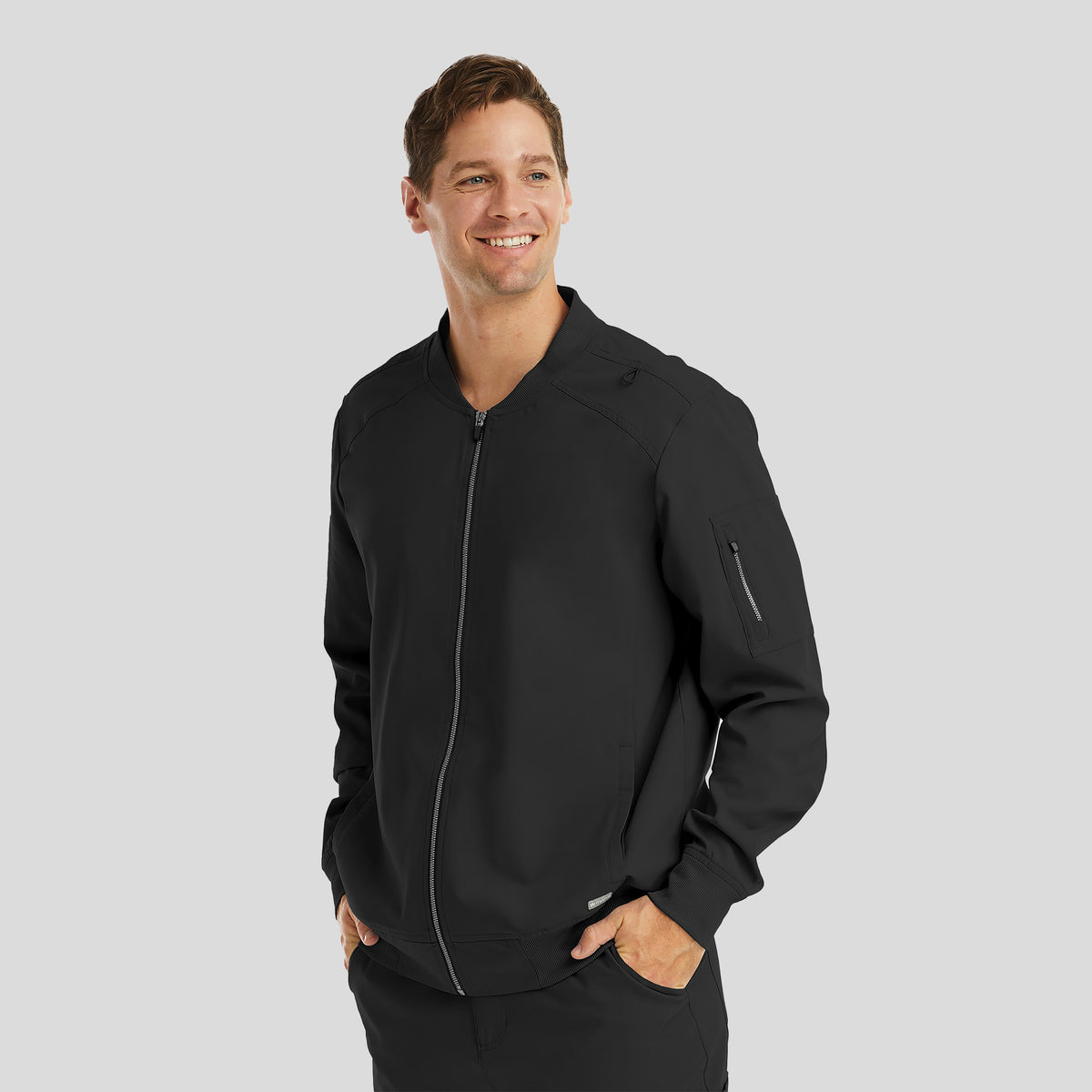 Menβs Full Zip Bomber Jacket | Black