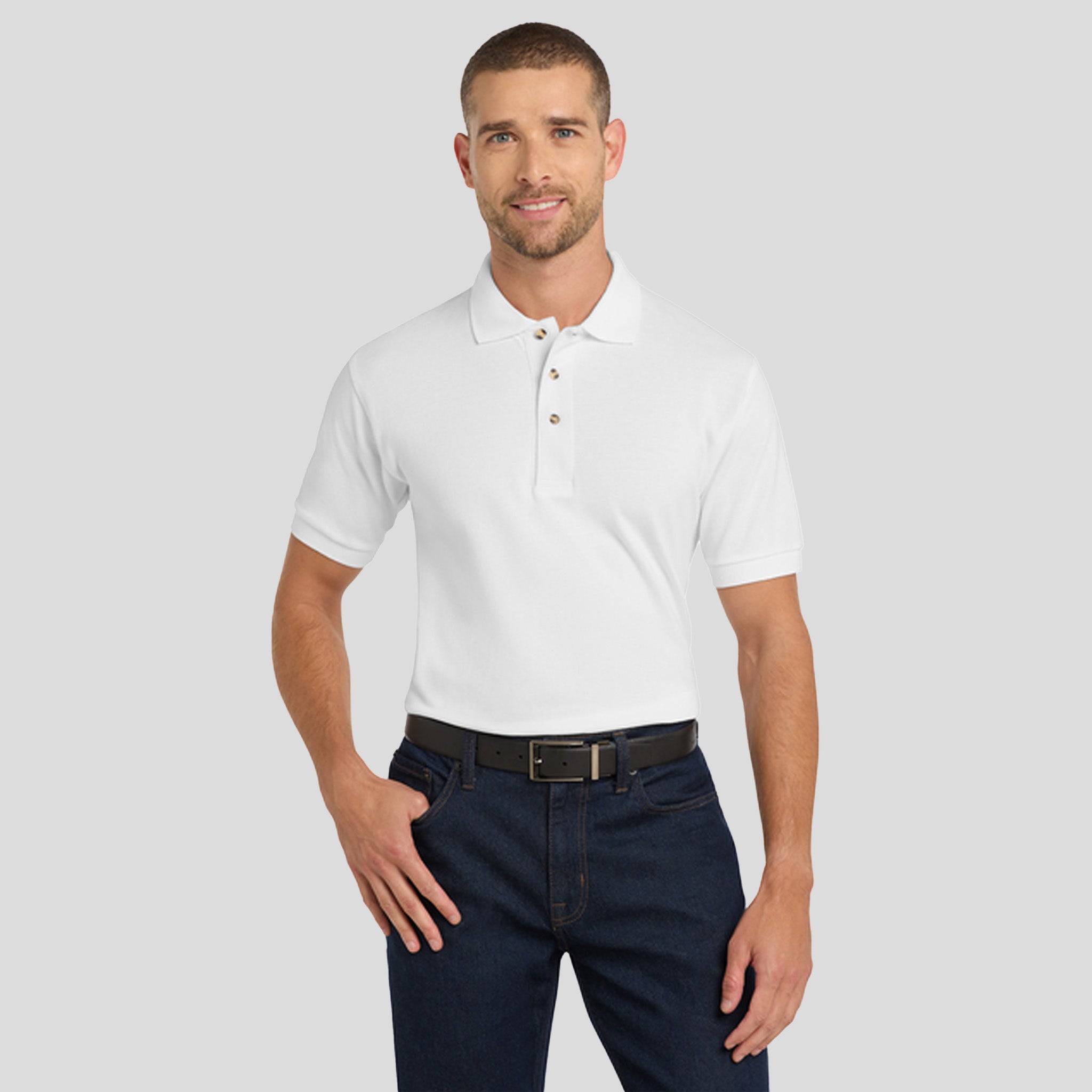 Heavyweight Cotton Pique Polo | White