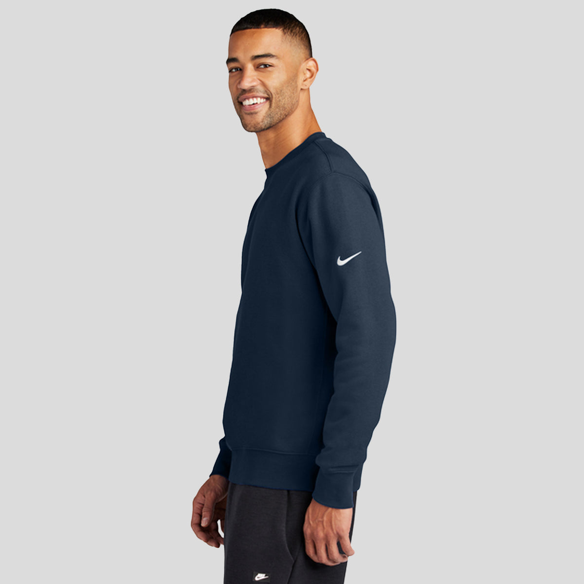 Club Fleece Sleeve Swoosh Crew | Midnight Navy