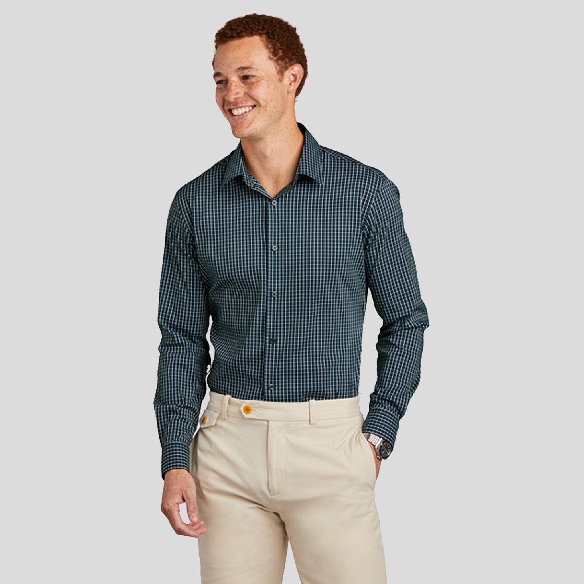 Tech Stretch Patterned Shirt | Dark Pine Multi Check