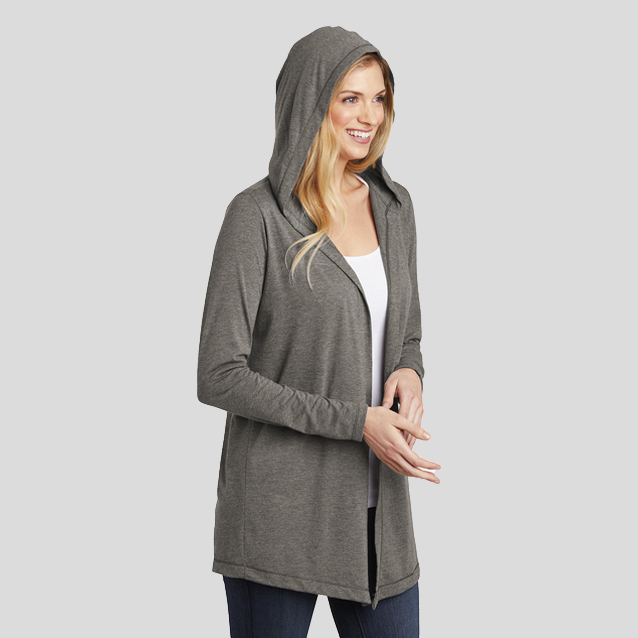 Womenโs Perfect Tri ยฎ Hooded Cardigan | Grey Frost