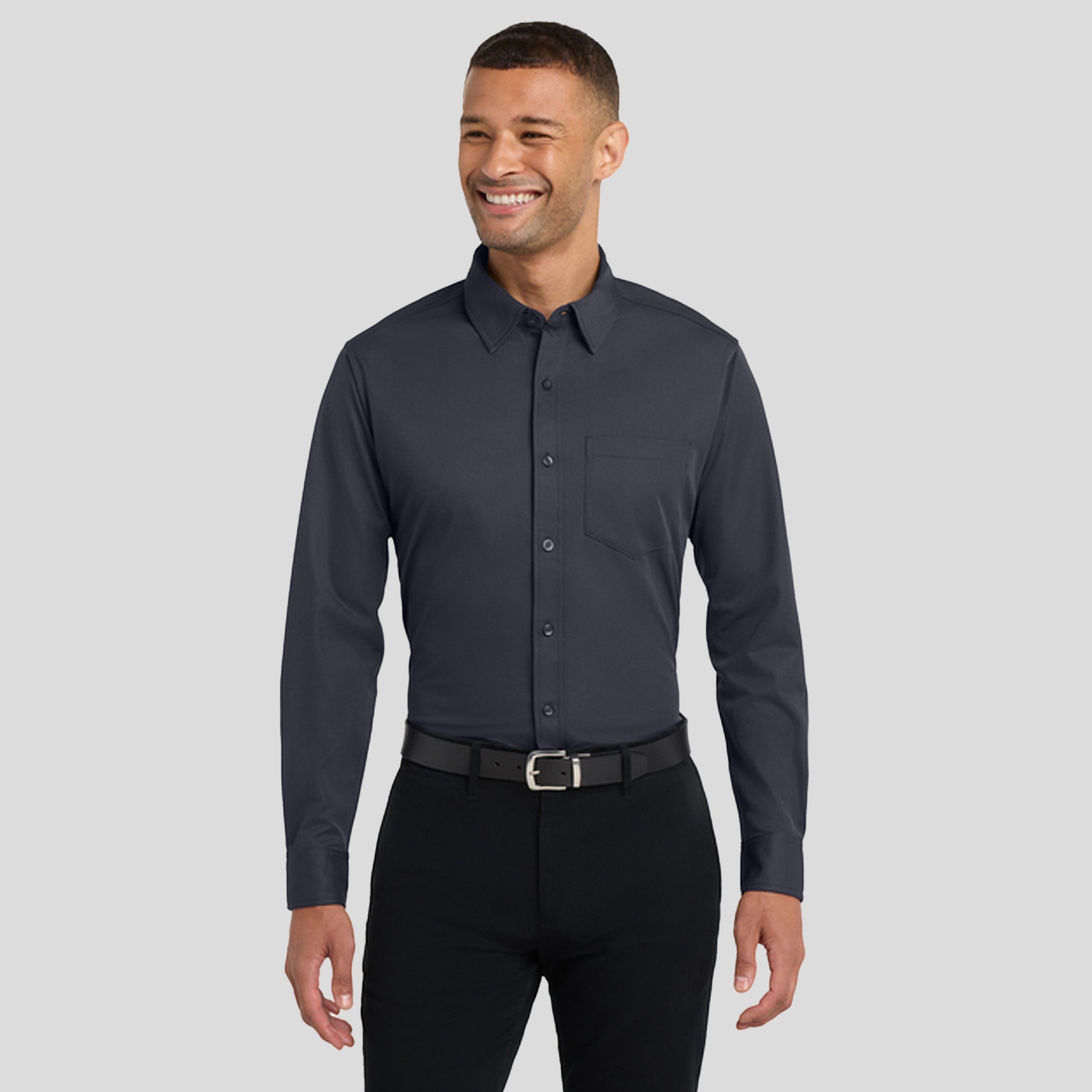 Dimension Knit Dress Shirt | Battleship Grey