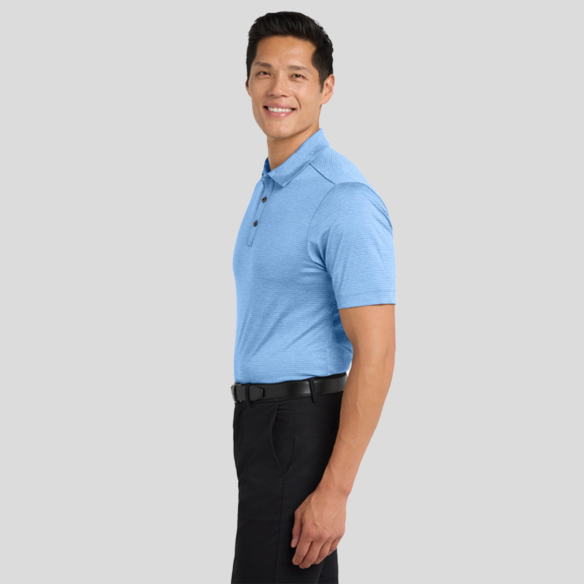Shadow Stripe Polo | Carolina Blue