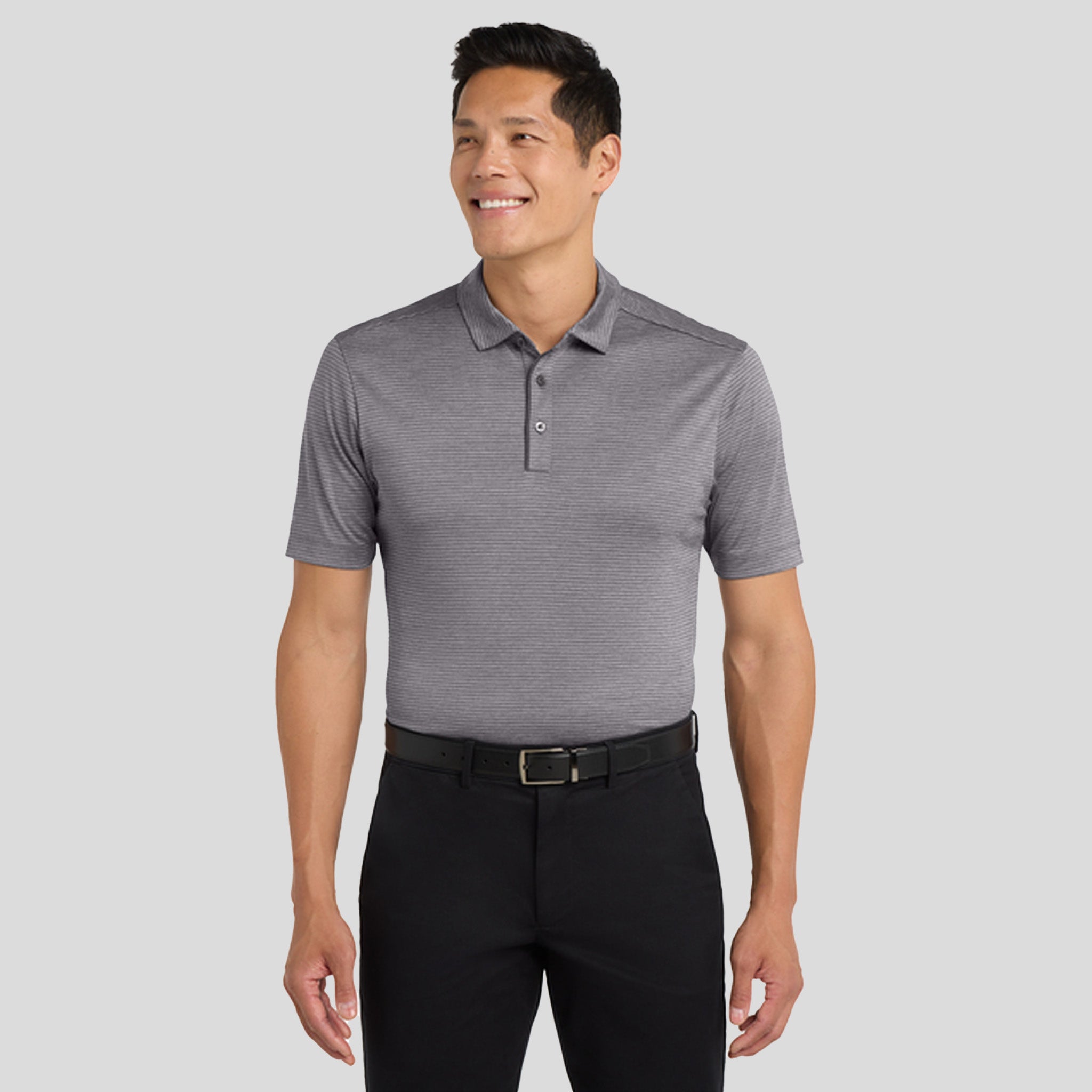 Shadow Stripe Polo | Shadow Grey