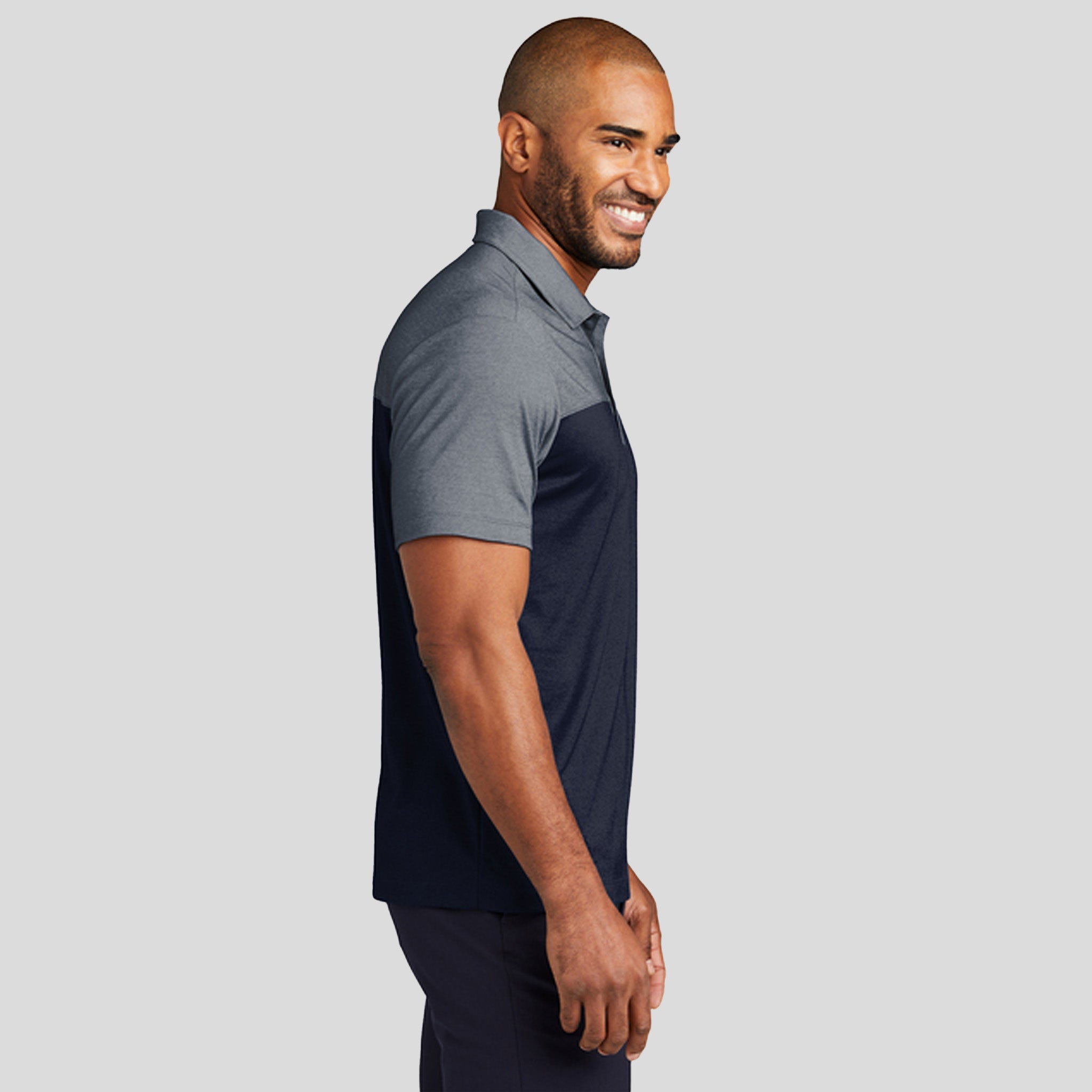 Fine Pique Blend Blocked Polo | River Blue Navy/River Blue Navy Heather