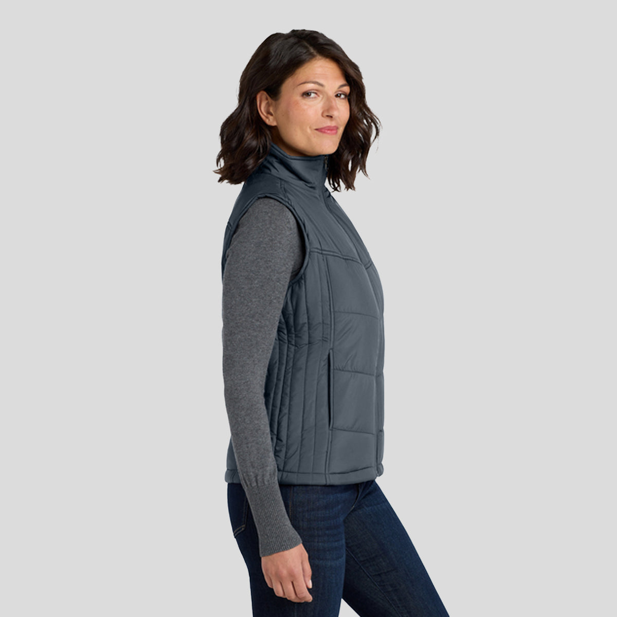 Women's Puffy Vest | Dark Slate/Black