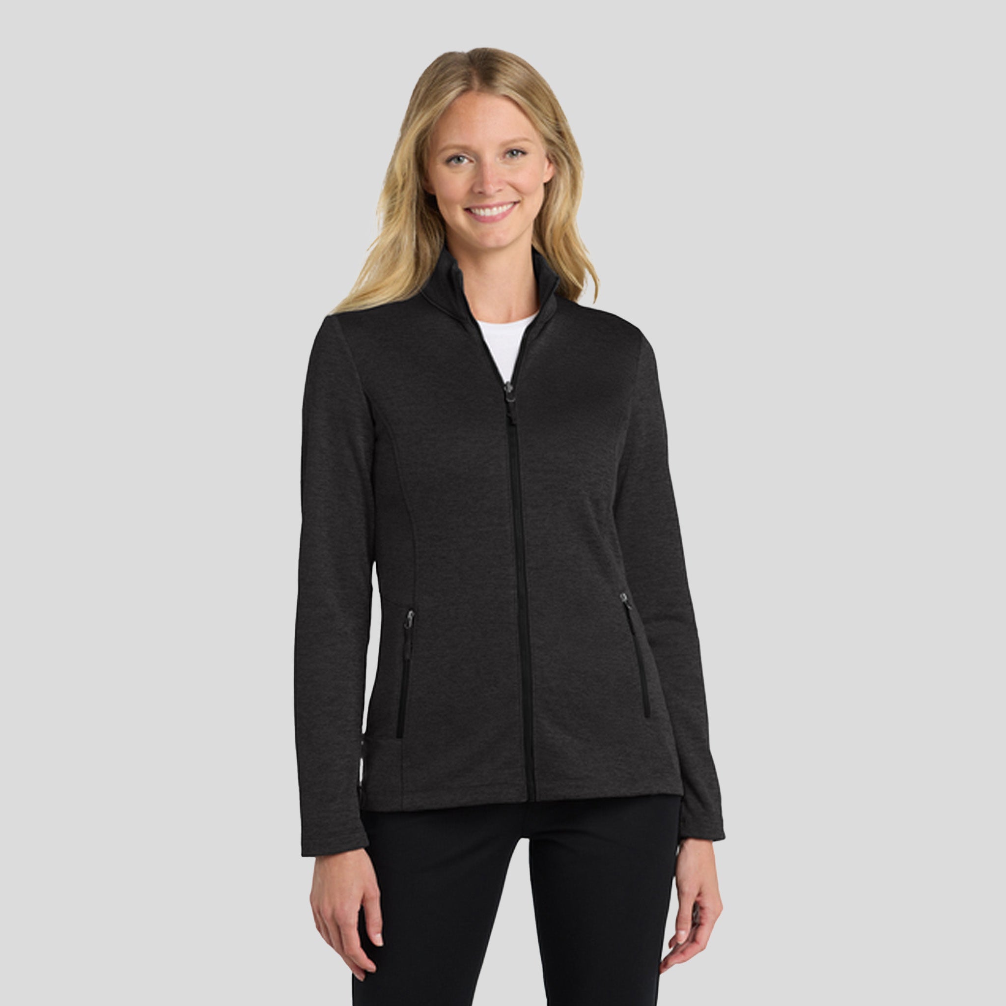 Women's Collective Striated Fleece Jacket | Deep Black Heather