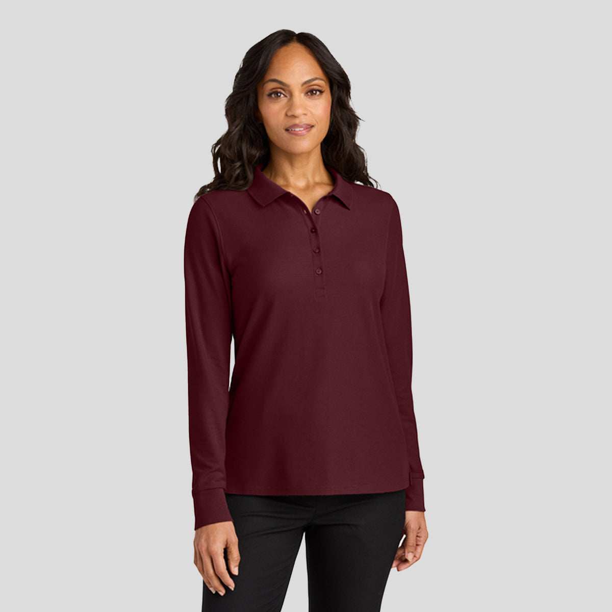 Womenβs Wearever Signature Pique Long Sleeve Polo | Burgundy