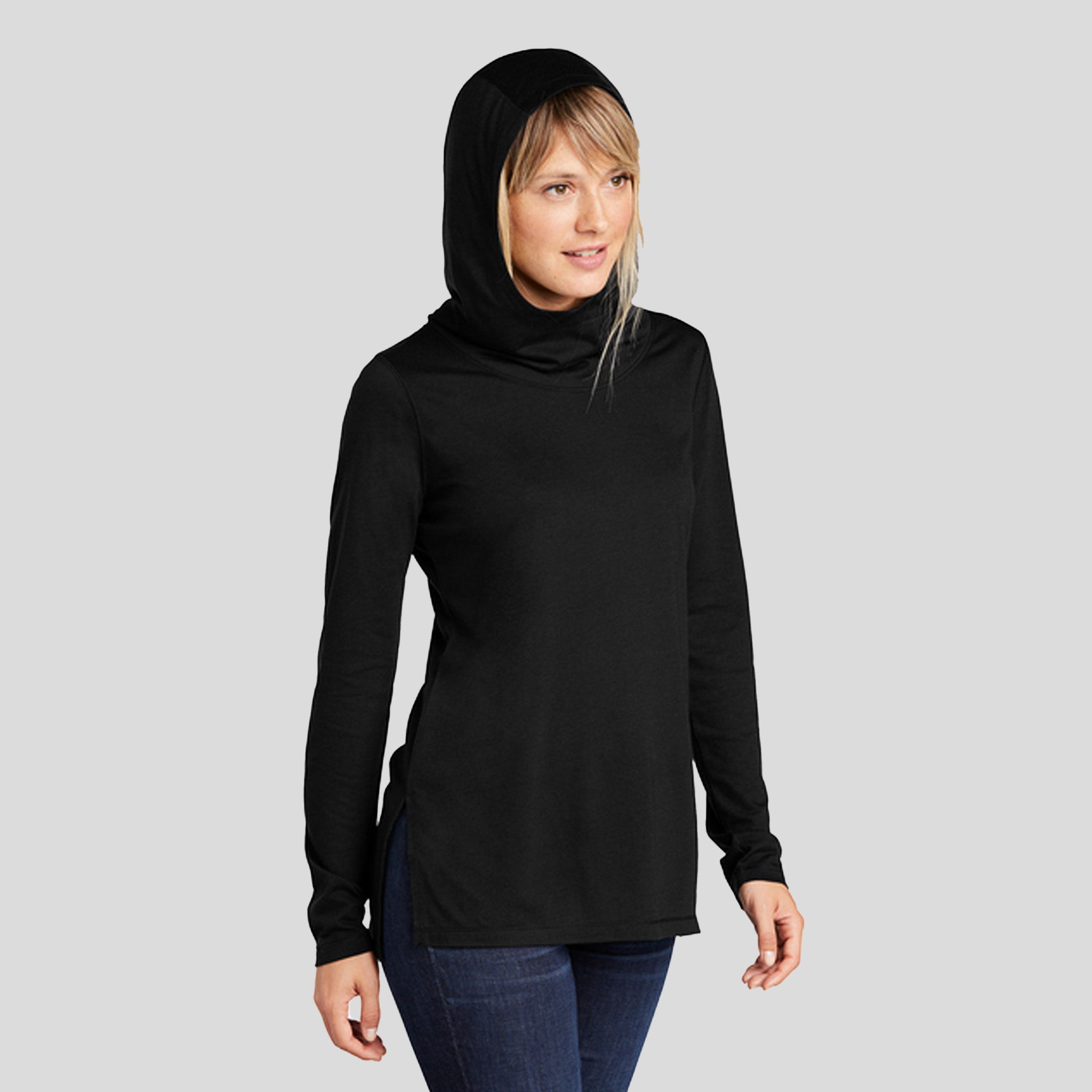 Women's PosiChargeยฎ Tri-Blend Wicking Long Sleeve Hoodie | Black Triad Solid