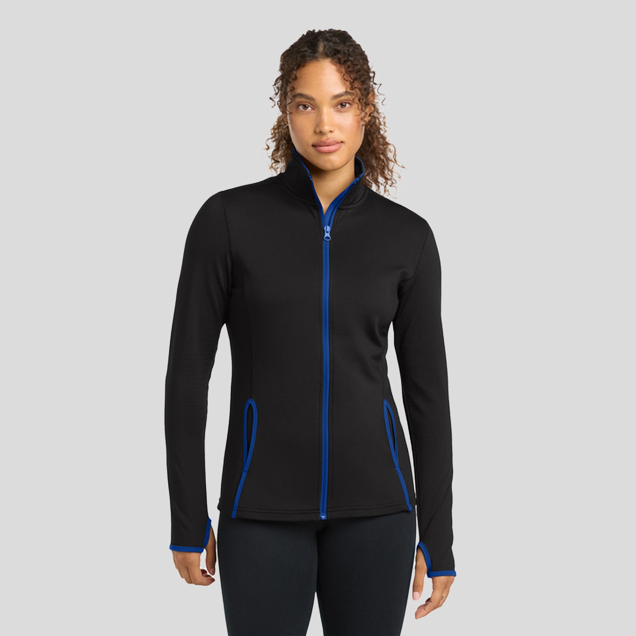 Women's Sport-Wickยฎ Stretch Contrast Full-Zip Jacket | Black/True Royal