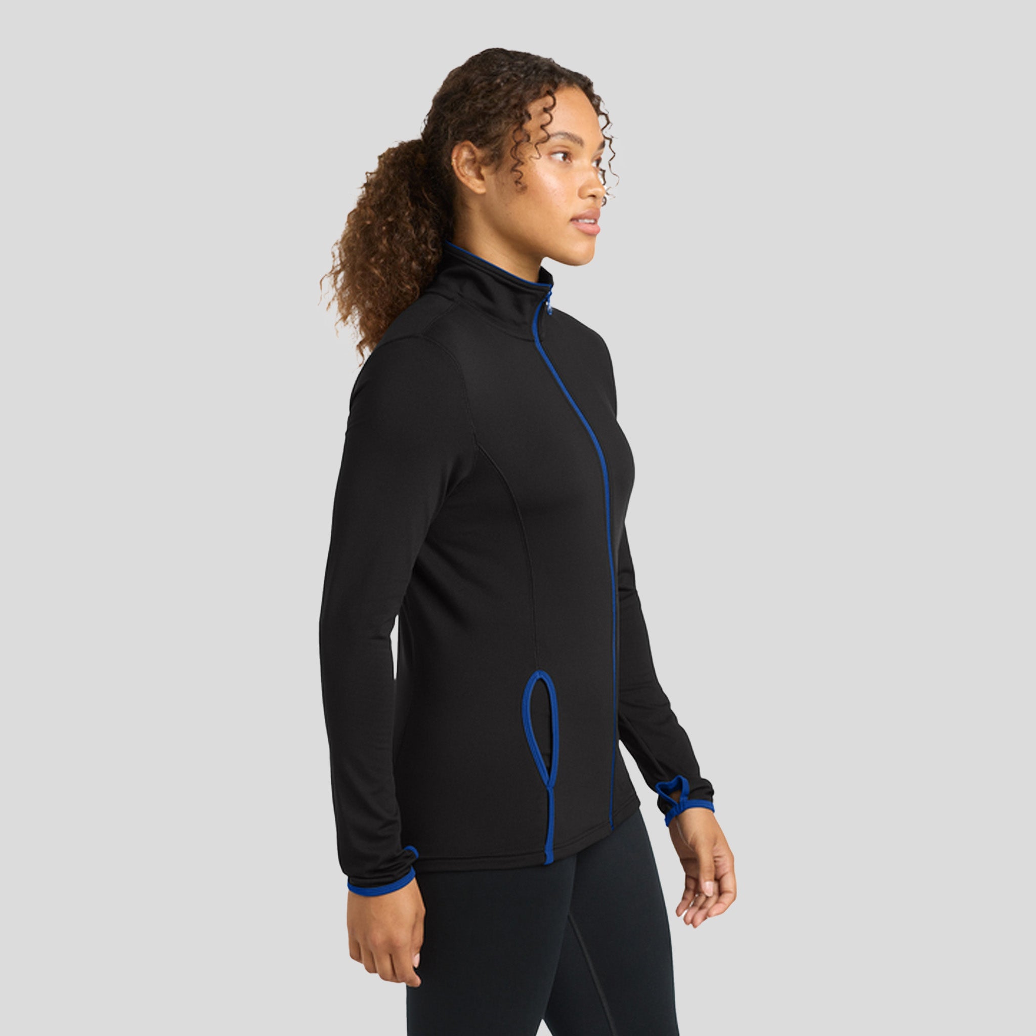 Women's Sport-Wickยฎ Stretch Contrast Full-Zip Jacket | Black/True Royal