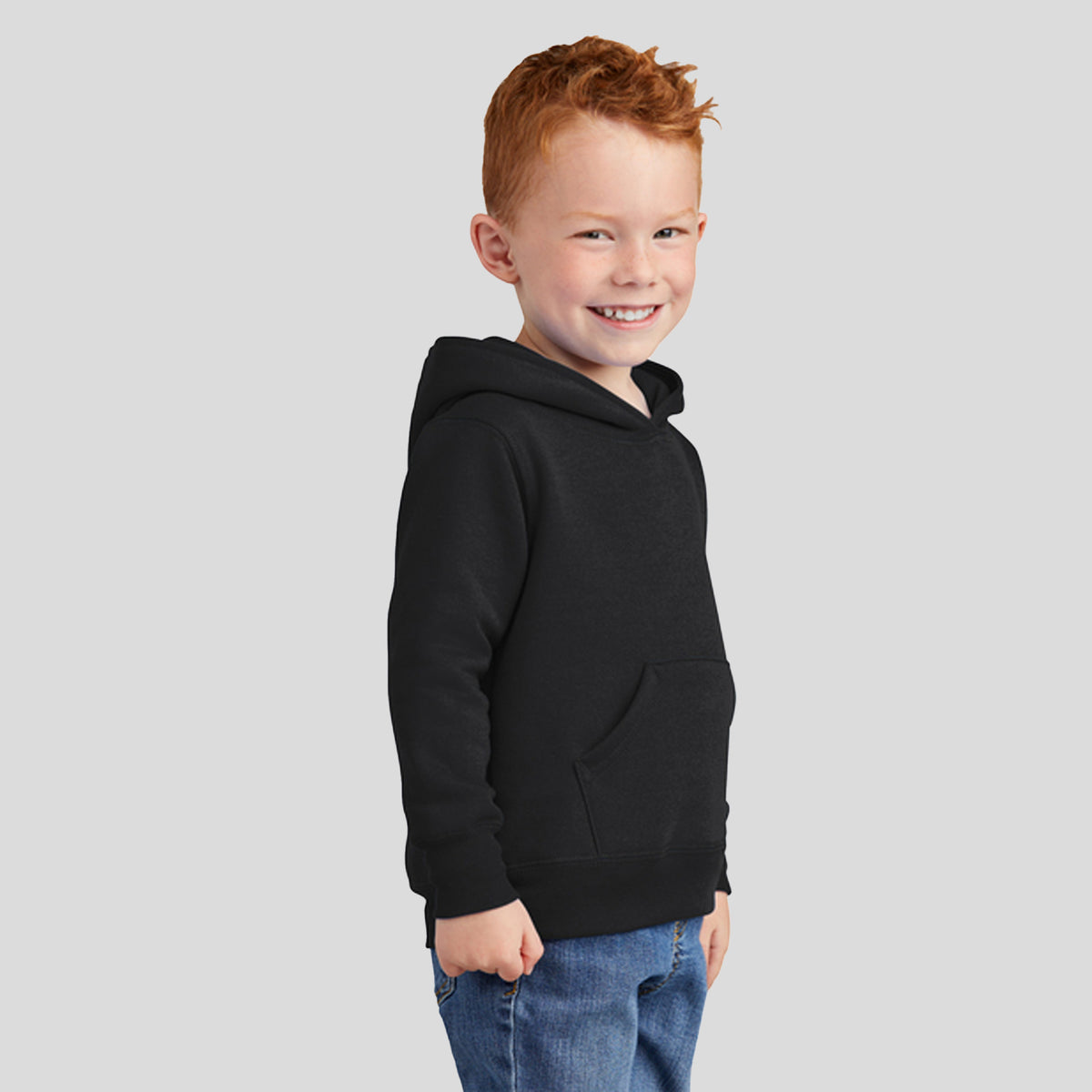 Toddler Core Fleece Pullover Hooded Sweatshirt | Jet Black