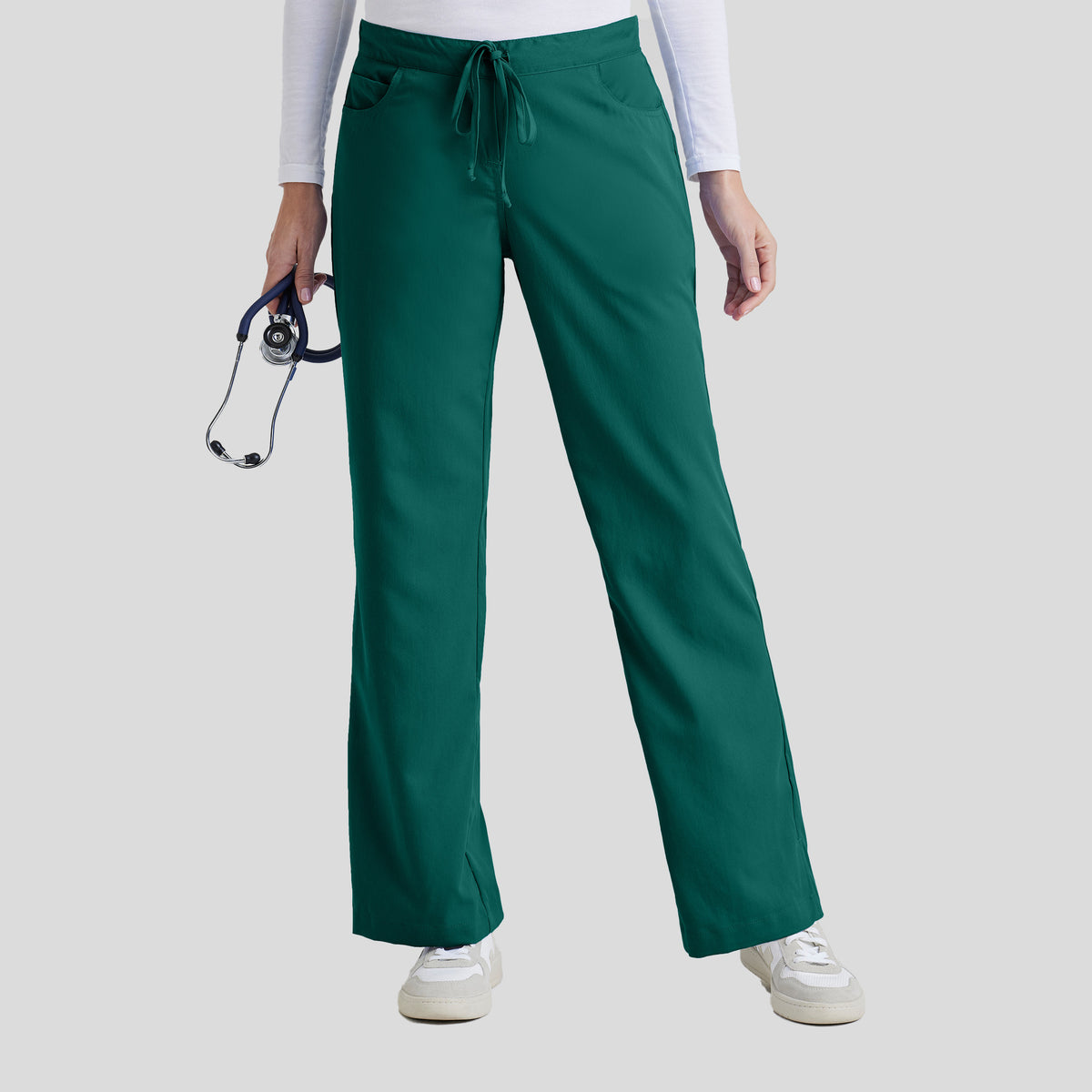 Riley 5-Pocket Mid-Rise Flared Leg Scrub Pant | Hunter
