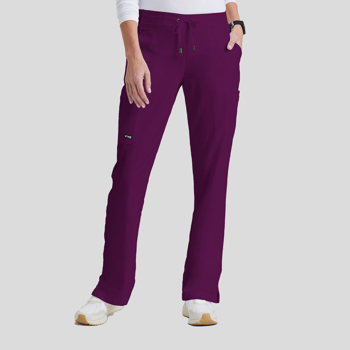 Mia 6-Pocket Low-Rise Straight Leg Scrub Pant | Wine