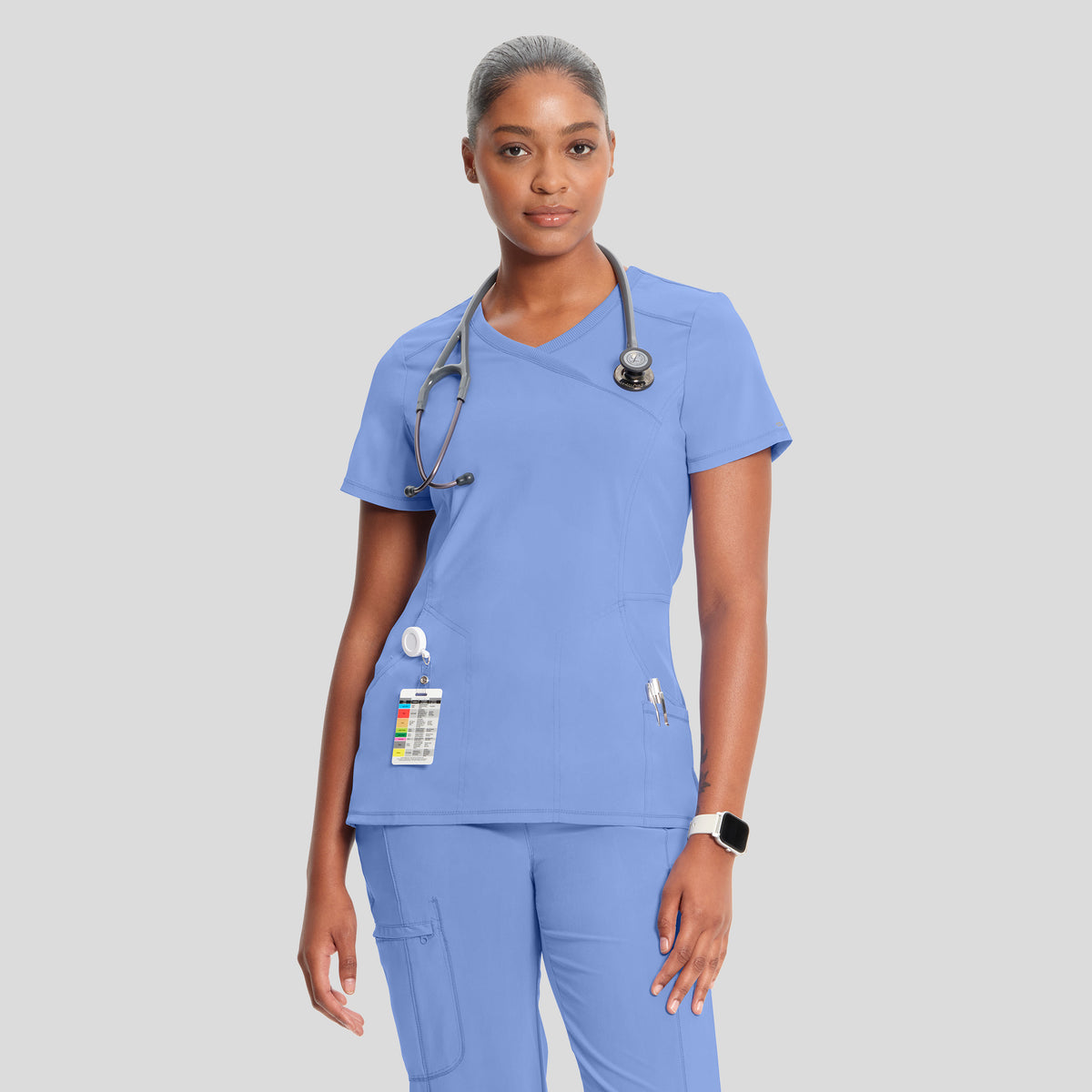 Infinity Mock Wrap Solid Scrub Top | Ciel