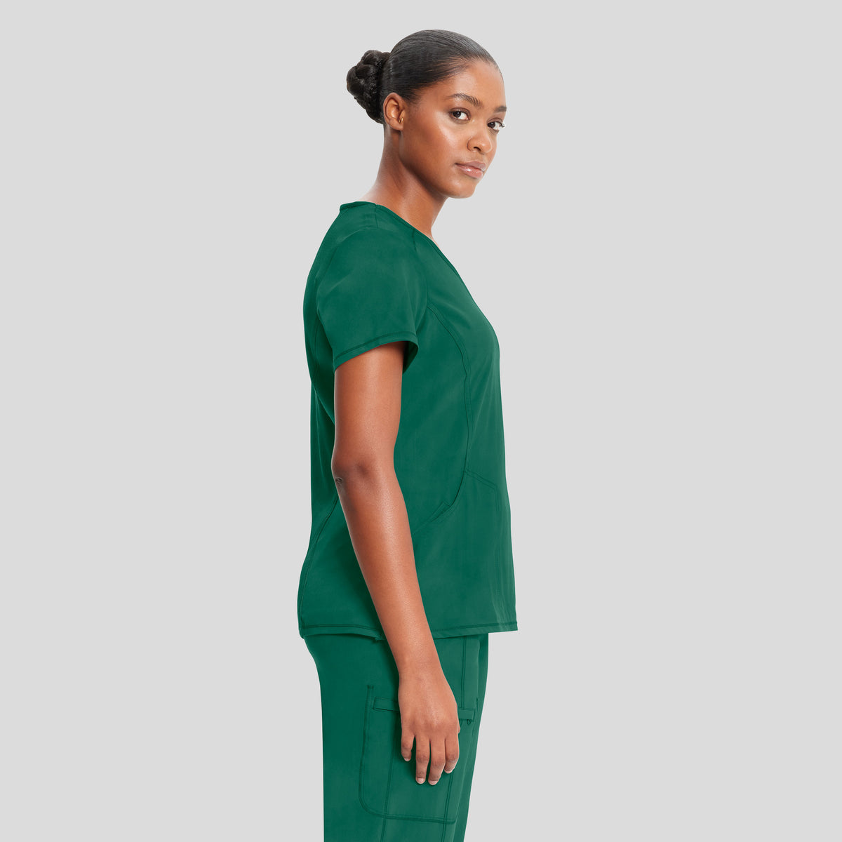 Infinity Mock Wrap Solid Scrub Top | Hunter