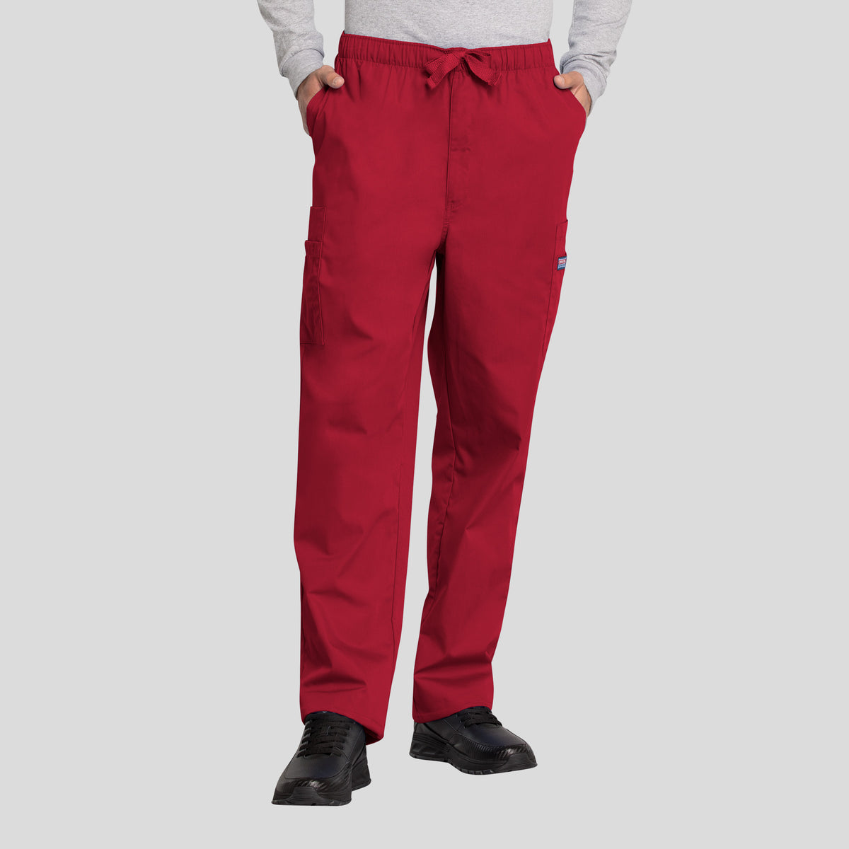 Men's Drawstring Cargo Scrub Pant | Red