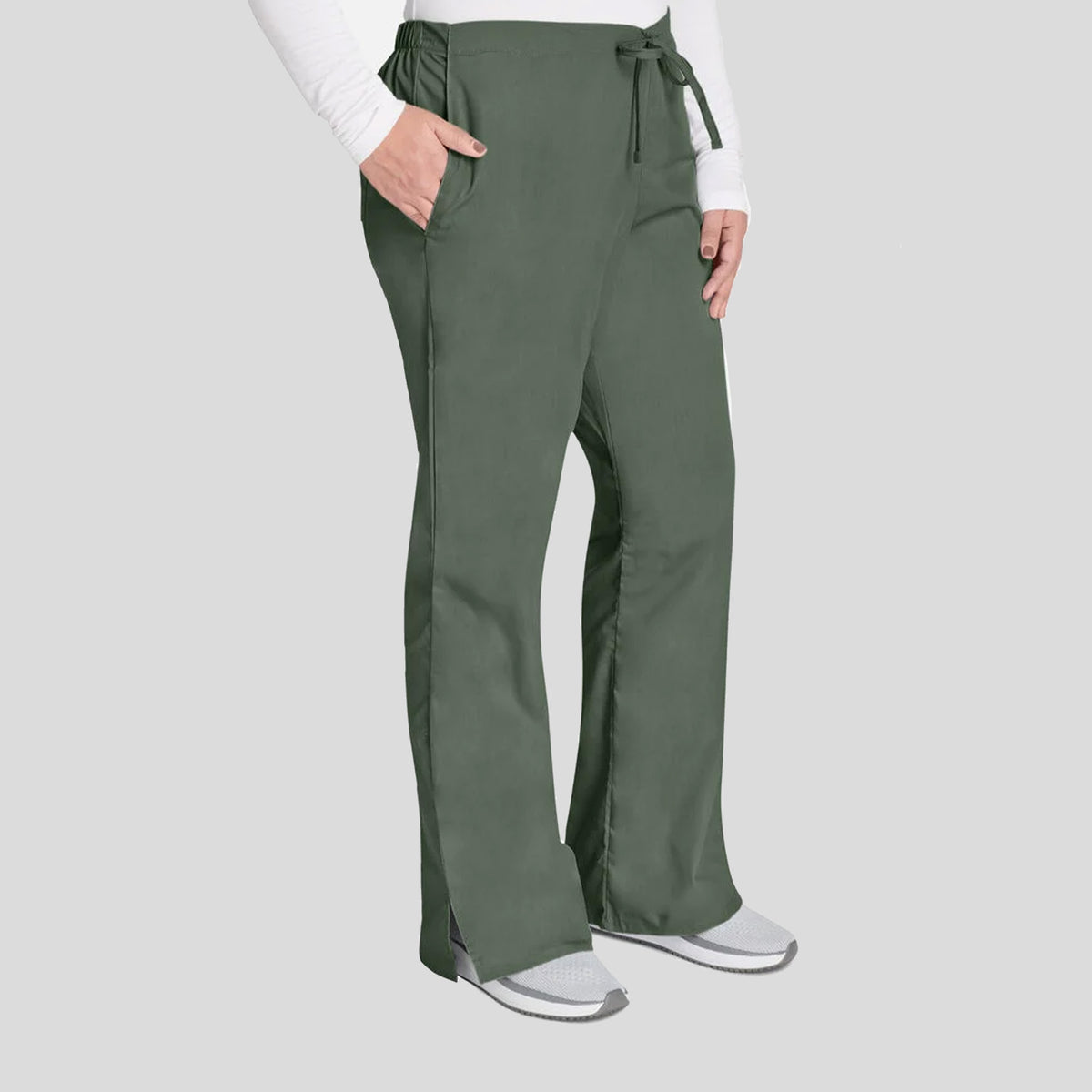 Natural Rise Flare Leg Drawstring Pant | Olive