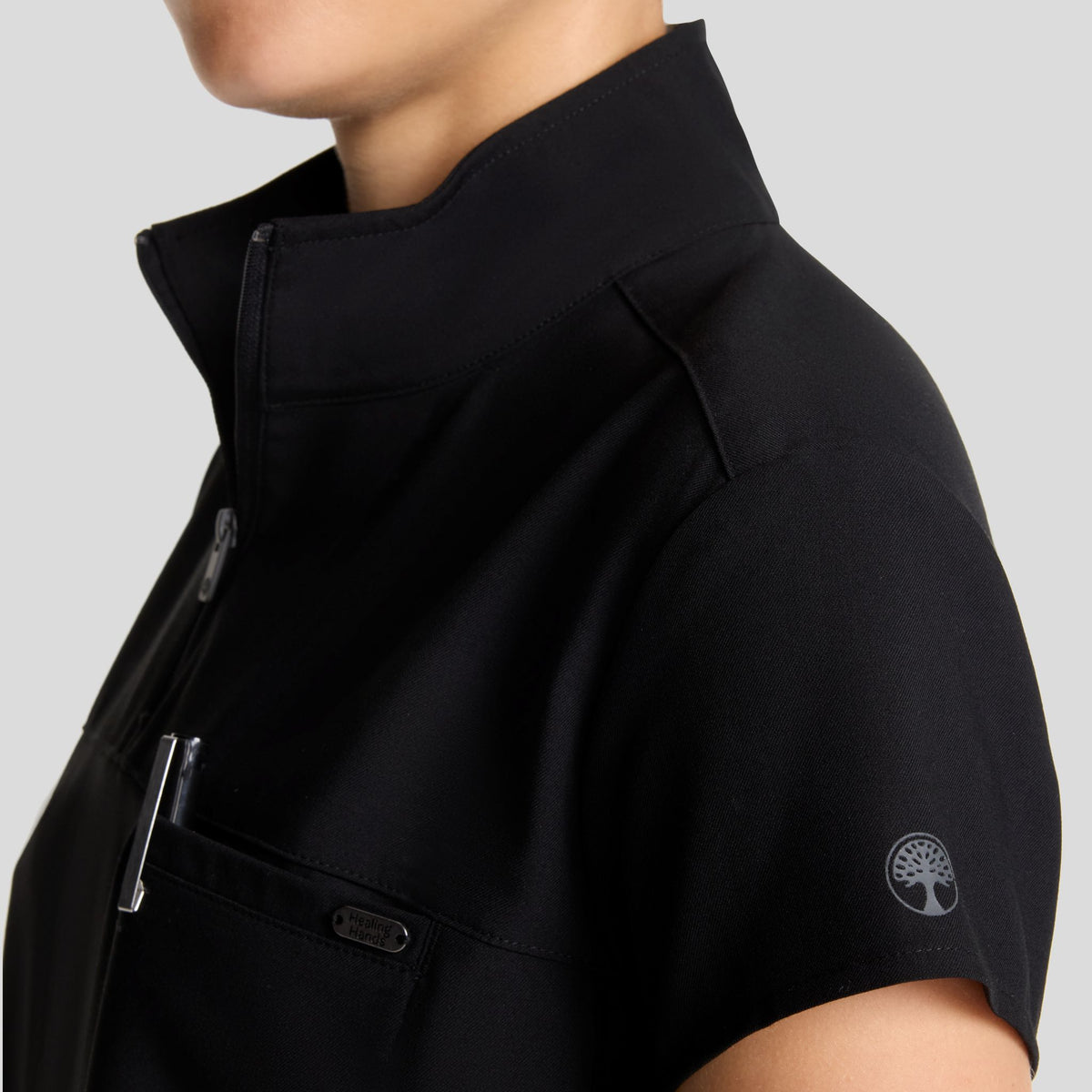 Women's Bella Quarter Zip Scrub Top | Black