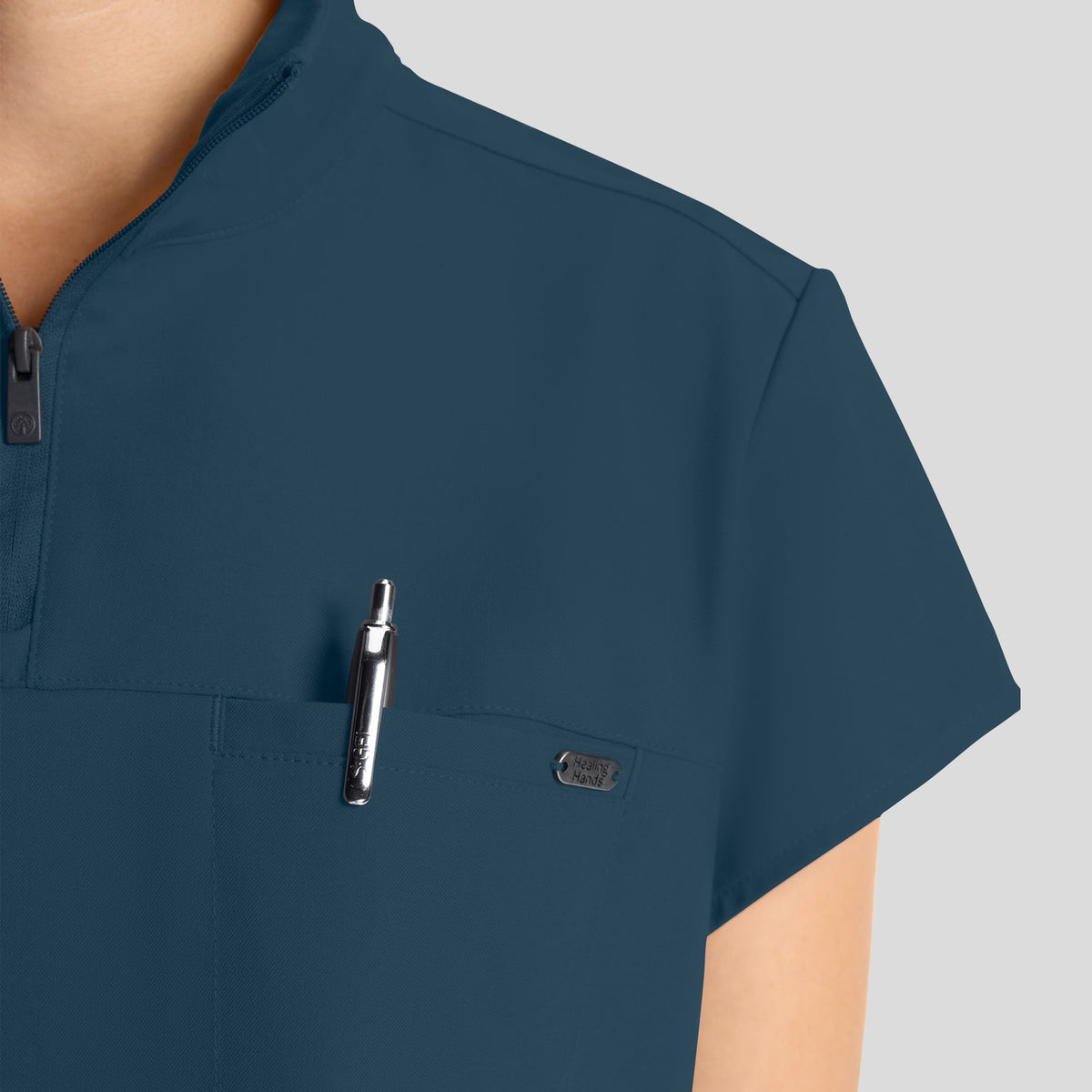 Women's Bella Quarter Zip Scrub Top | Caribbean