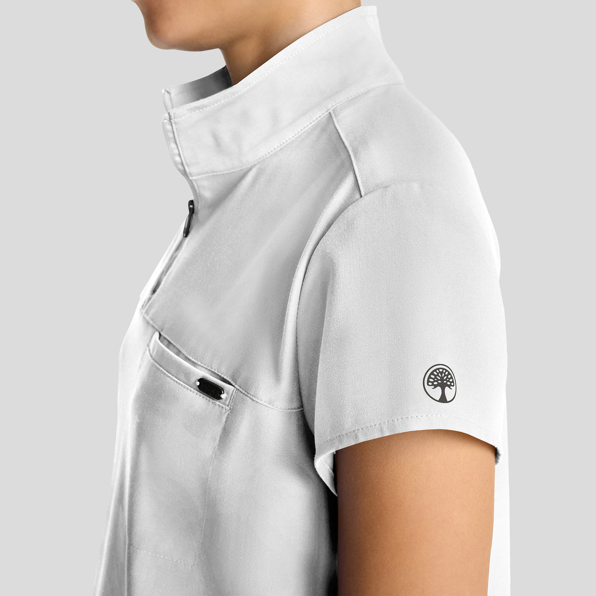 Women's Bella Quarter Zip Scrub Top | White Gardenia