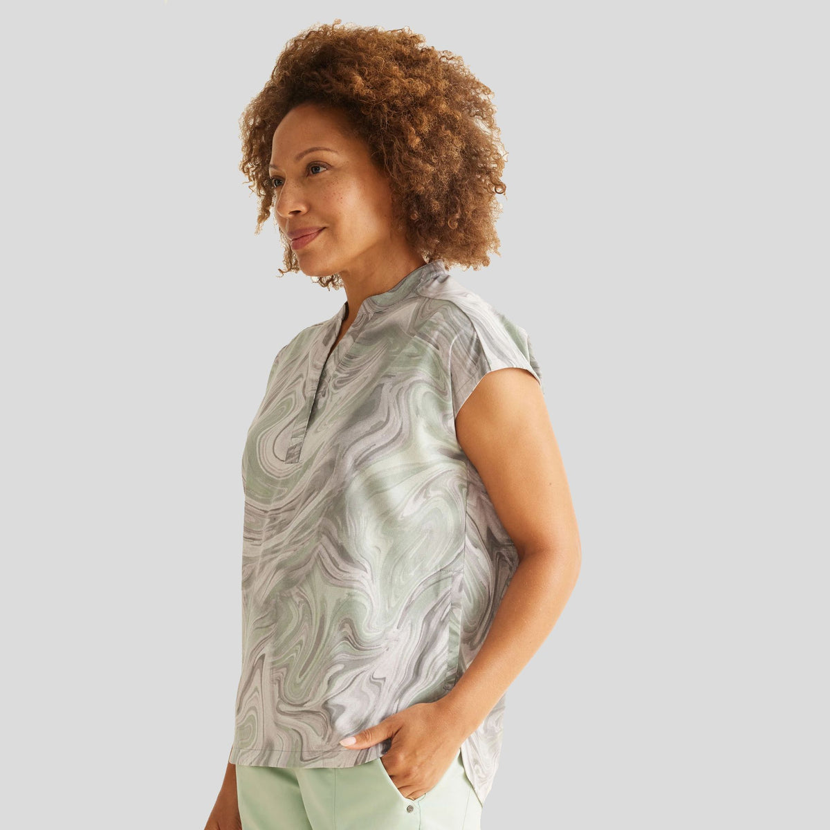 Journey Marble Effect Print Top