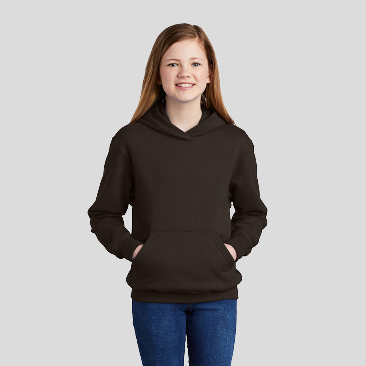 Youth Core Fleece Pullover Hooded Sweatshirt | Dark Chocolate Brown