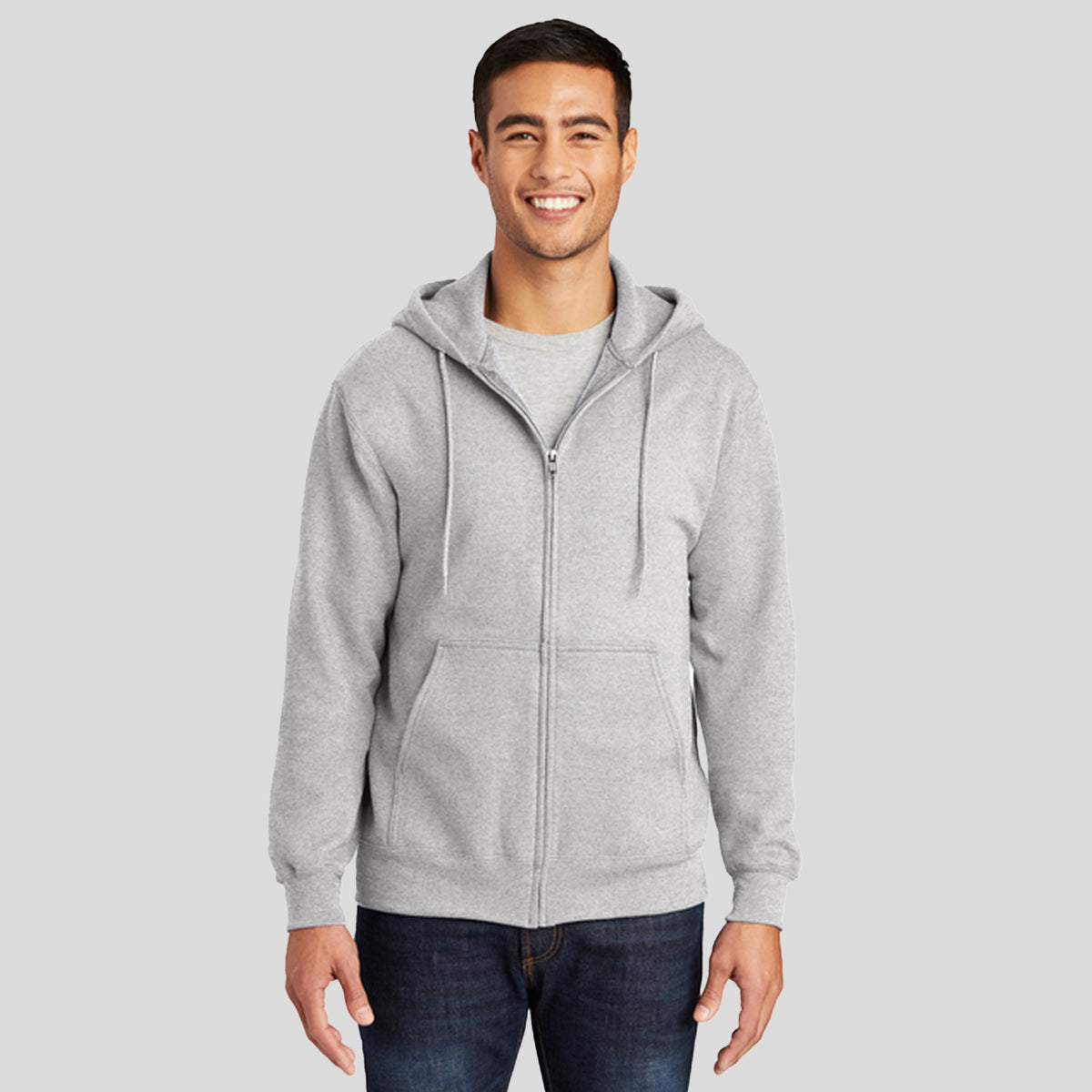 Essential Fleece Full-Zip Hooded Sweatshirt | Ash