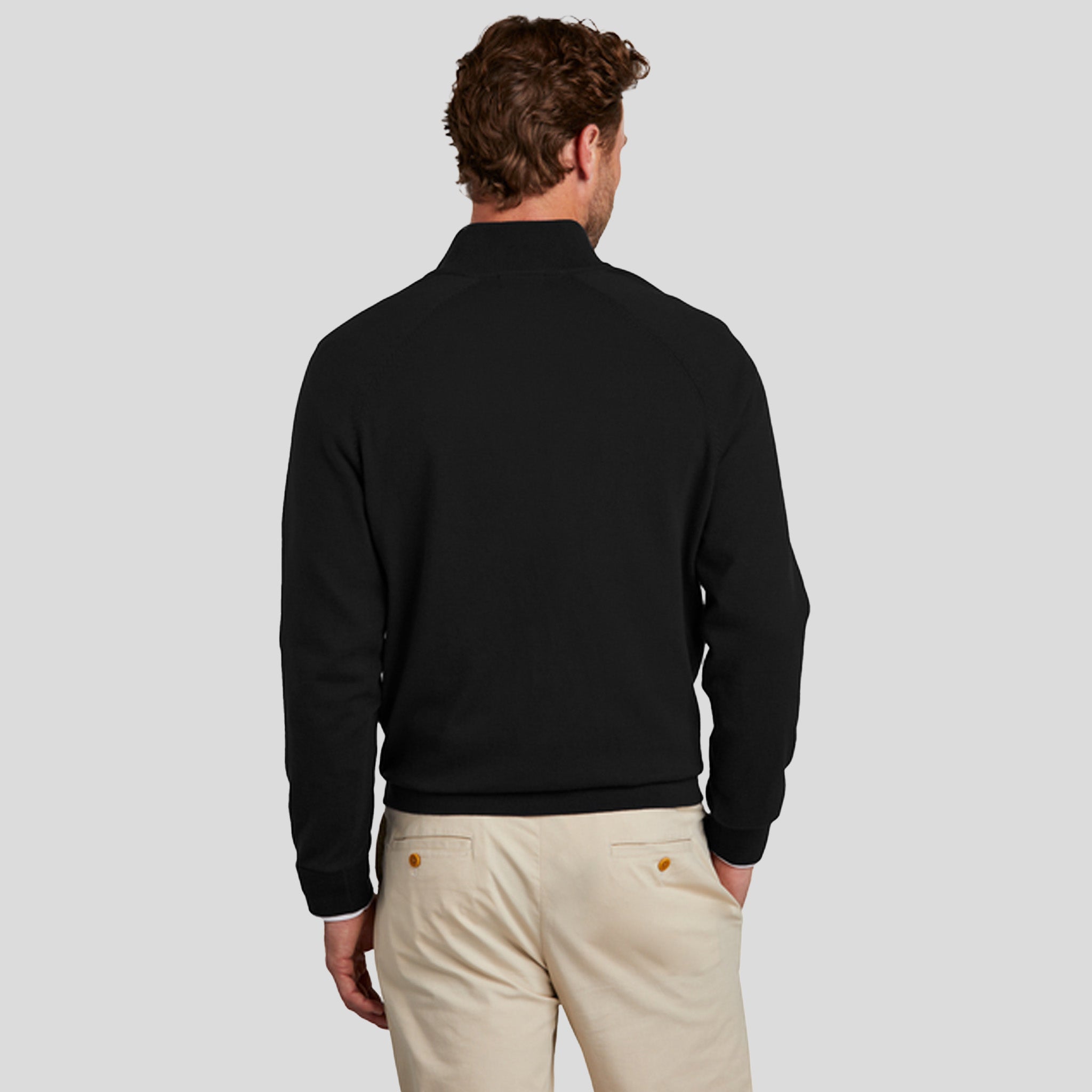 Men's Cotton Stretch 1/4-Zip Sweater | Deep Black