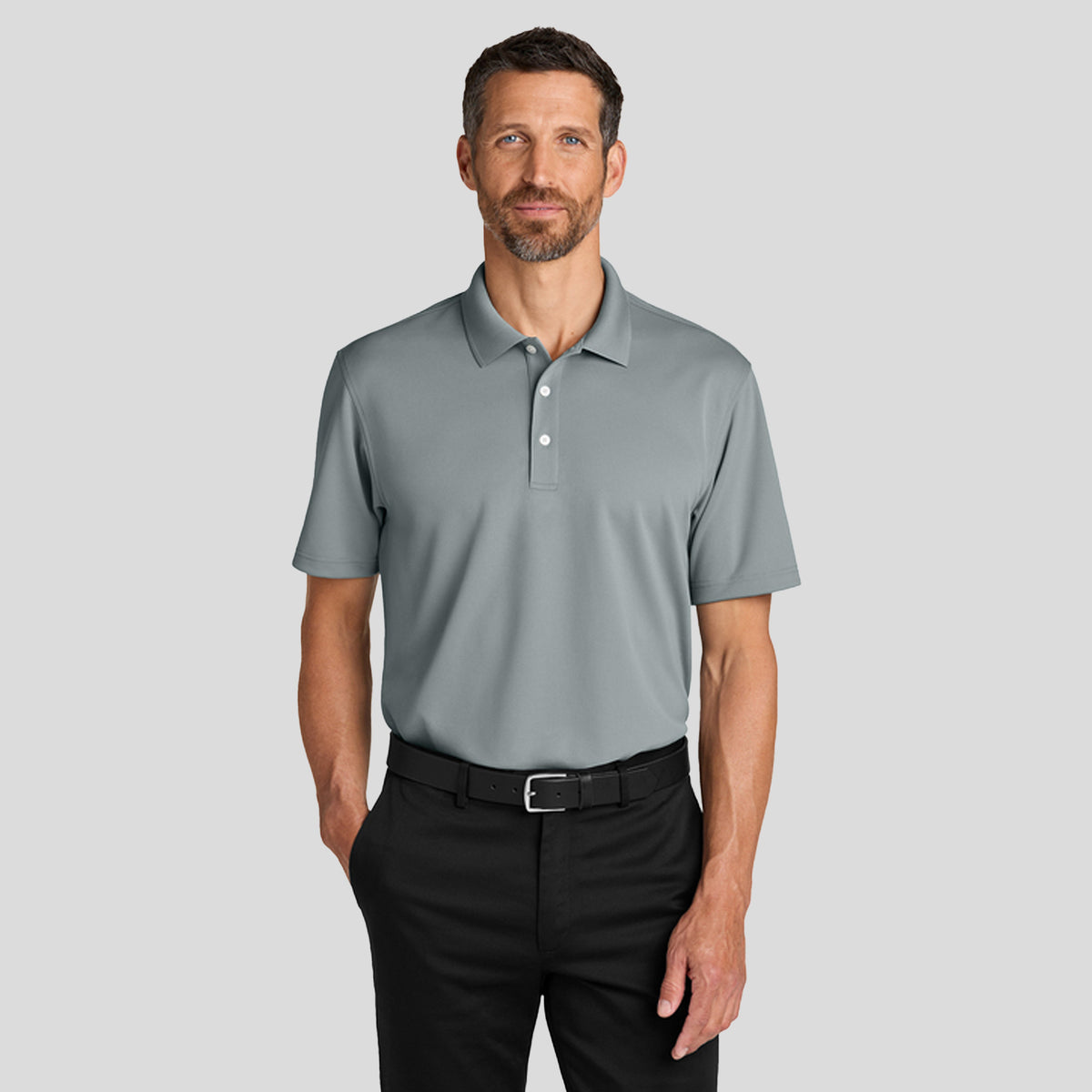 Men's Dry Zone® Stain-Release Grid Polo | Light Sterling Grey