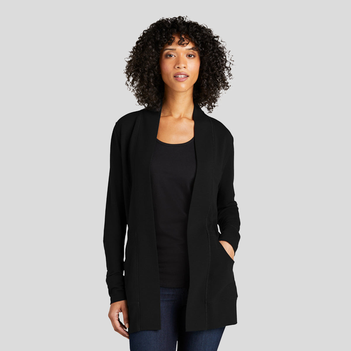 Women's Microterry Cardigan | Deep Black