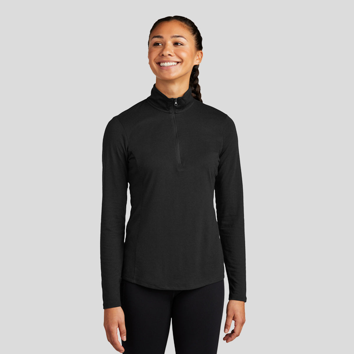 Women's PosiCharge ® Tri-Blend Wicking 1/4-Zip Pullover | Black Triad Solid