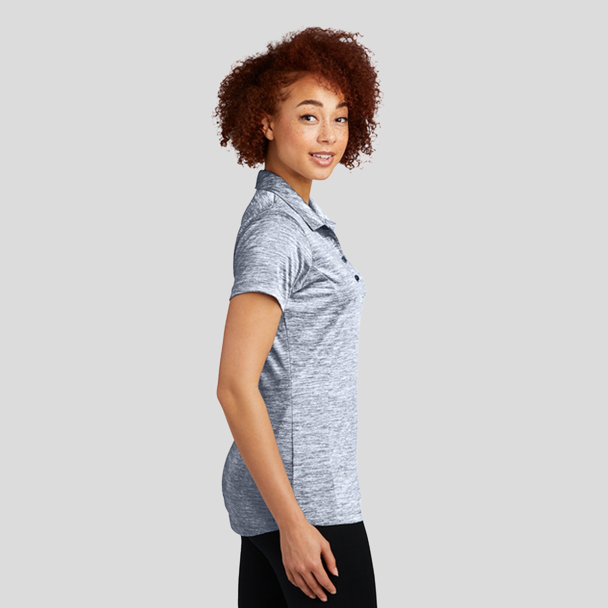 Women's PosiCharge® Electric Heather Polo | True Navy Electric