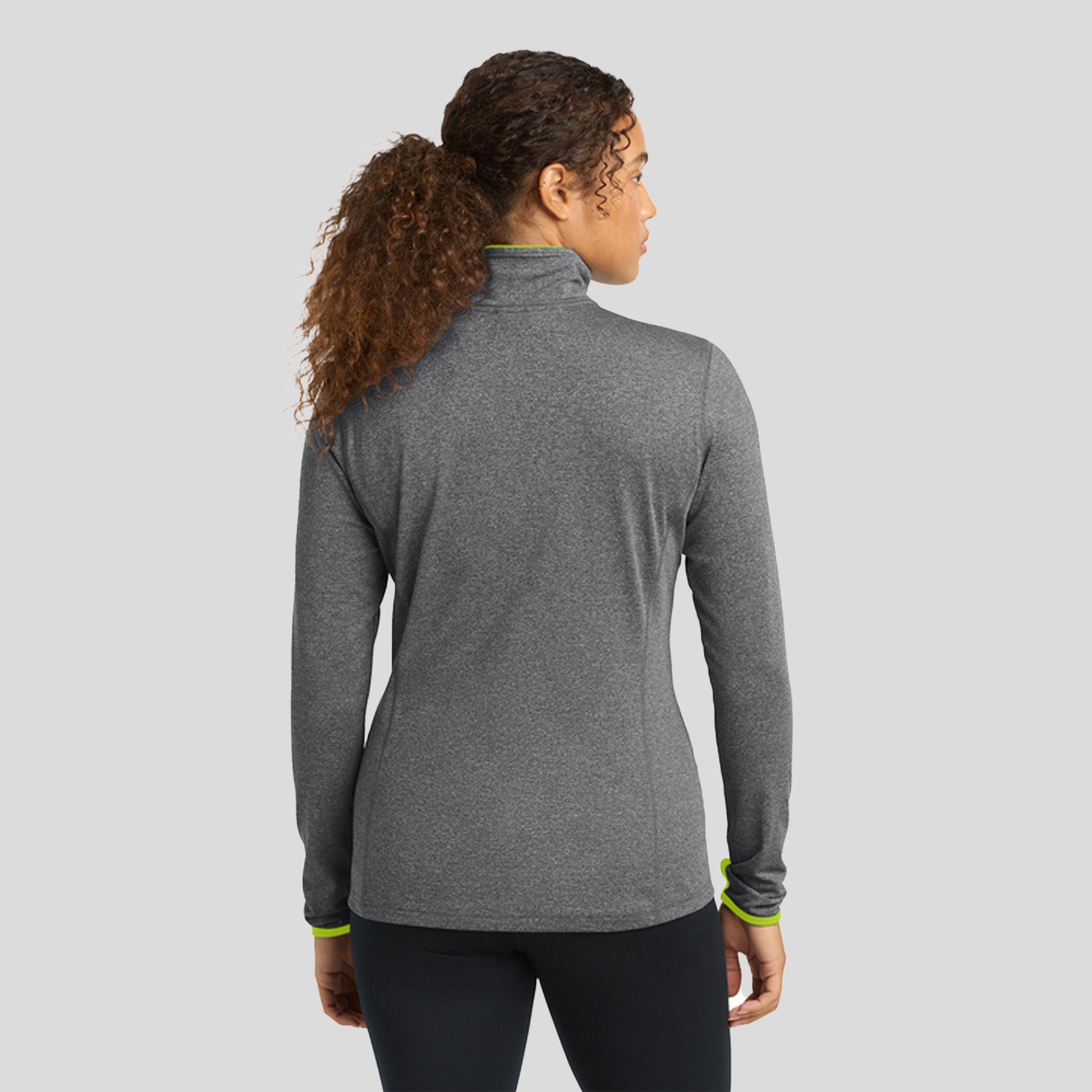 Women's Sport-Wick® Stretch Contrast Full-Zip Jacket | Charcoal Grey Heather/Charge Green
