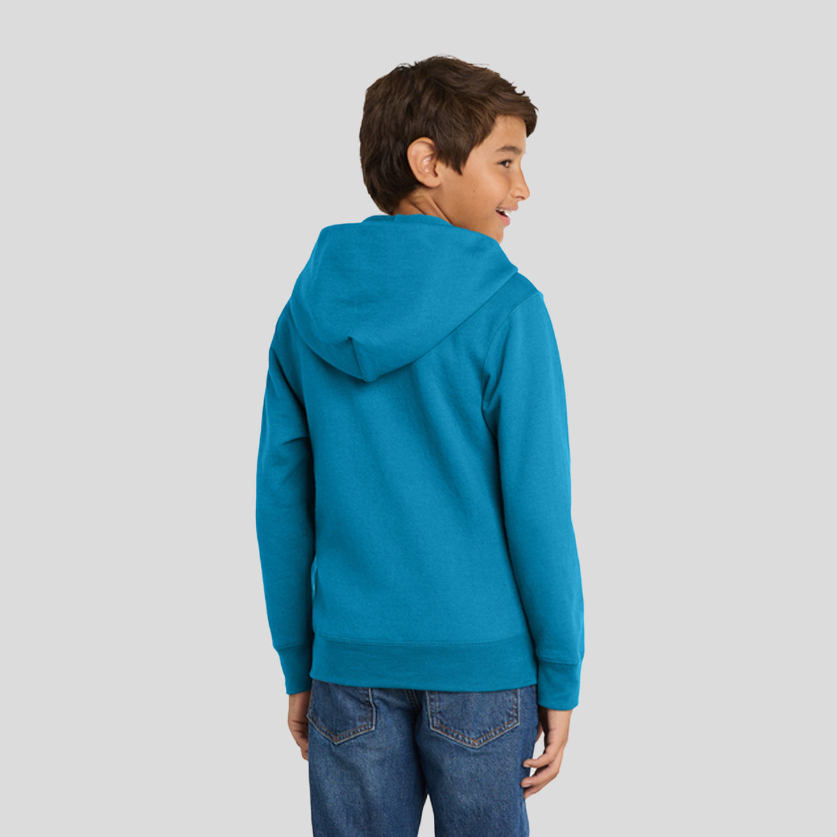 Youth Core Fleece Full-Zip Hooded Sweatshirt | Neon Blue