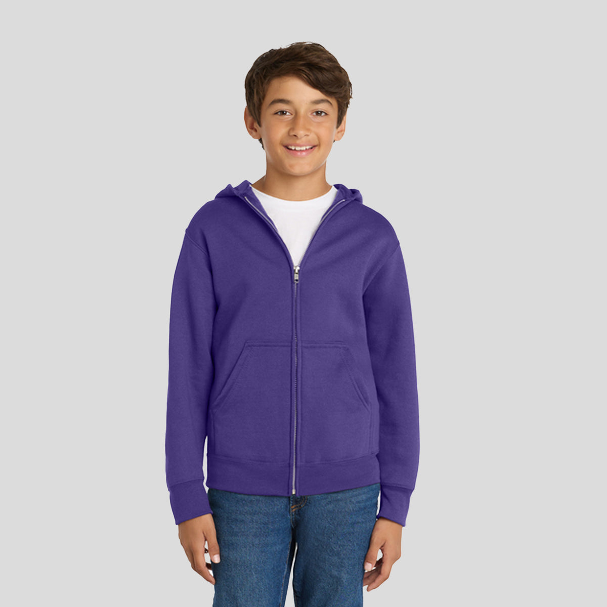 Youth Core Fleece Full-Zip Hooded Sweatshirt | Purple