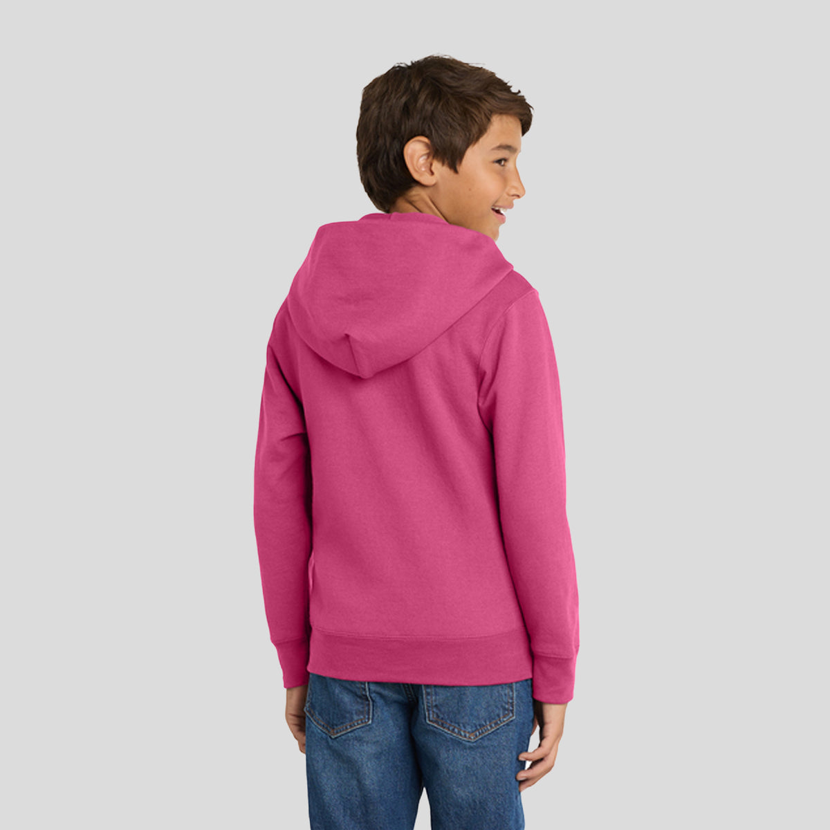 Youth Core Fleece Full-Zip Hooded Sweatshirt | Sangria