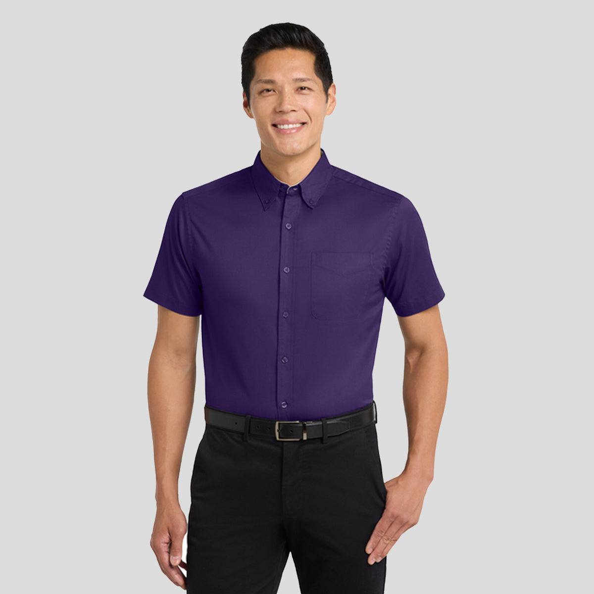 Short Sleeve Easy Care Shirt | Purple/Light Stone