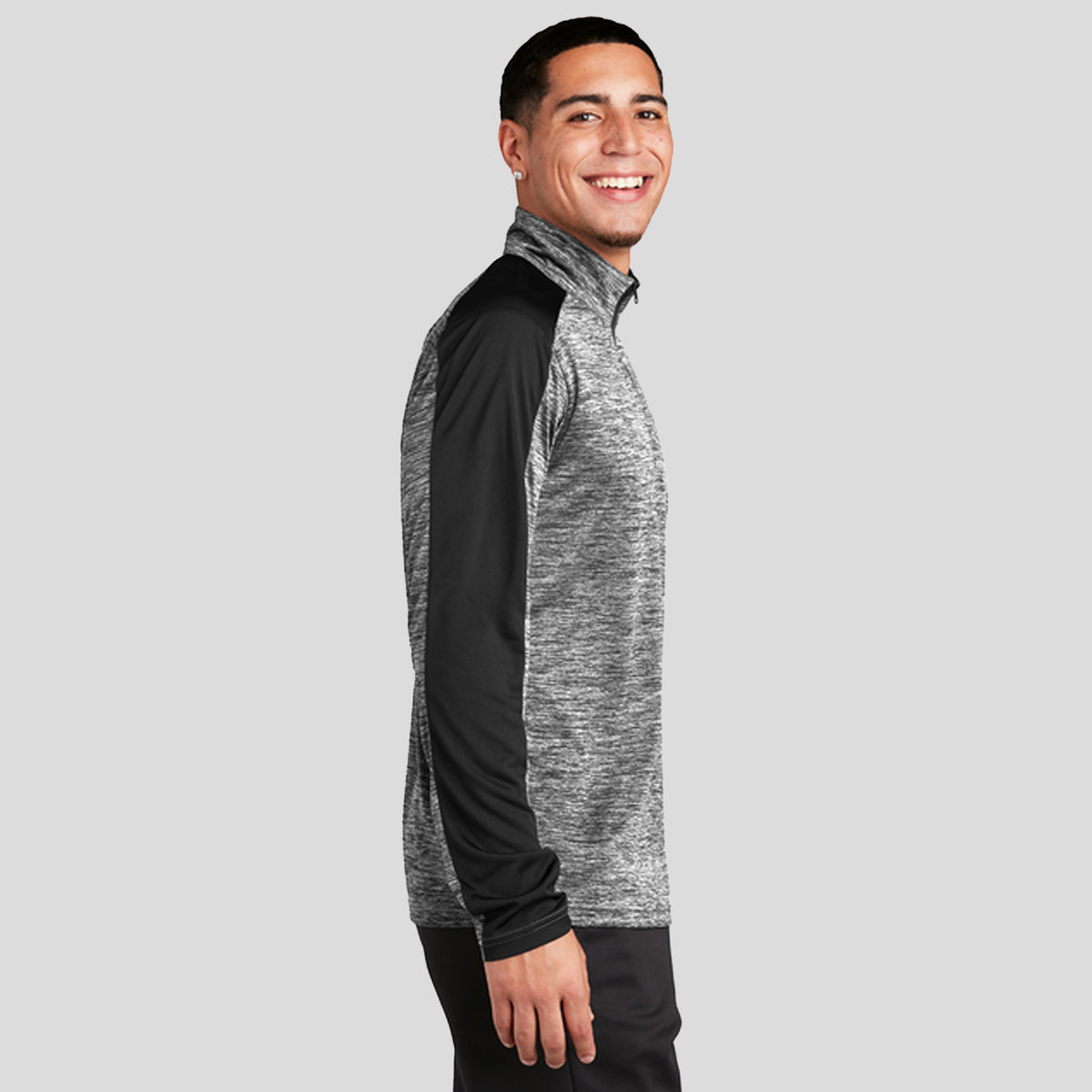 PosiCharge® Electric Heather Colorblock 1/4-Zip Pullover | Black Electric/Black