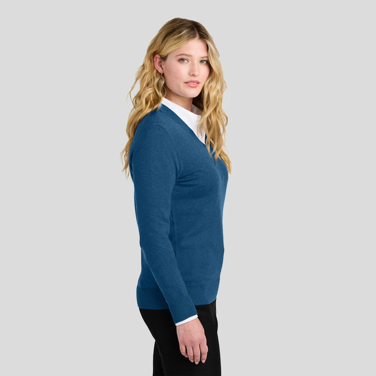 Women’s Easy Care V-Neck Sweater | Aegean Blue Heather